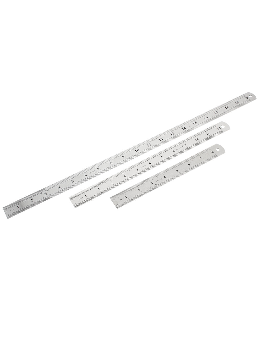 uxcell Uxcell 3 in 1 20cm 30cm 50cm Measure Range Double Side     Stationery Metric Scale Straight Ruler Silver Tone