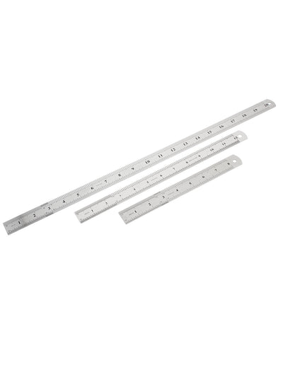 Harfington Uxcell 3 in 1 20cm 30cm 50cm Measure Range Double Side     Stationery Metric Scale Straight Ruler Silver Tone