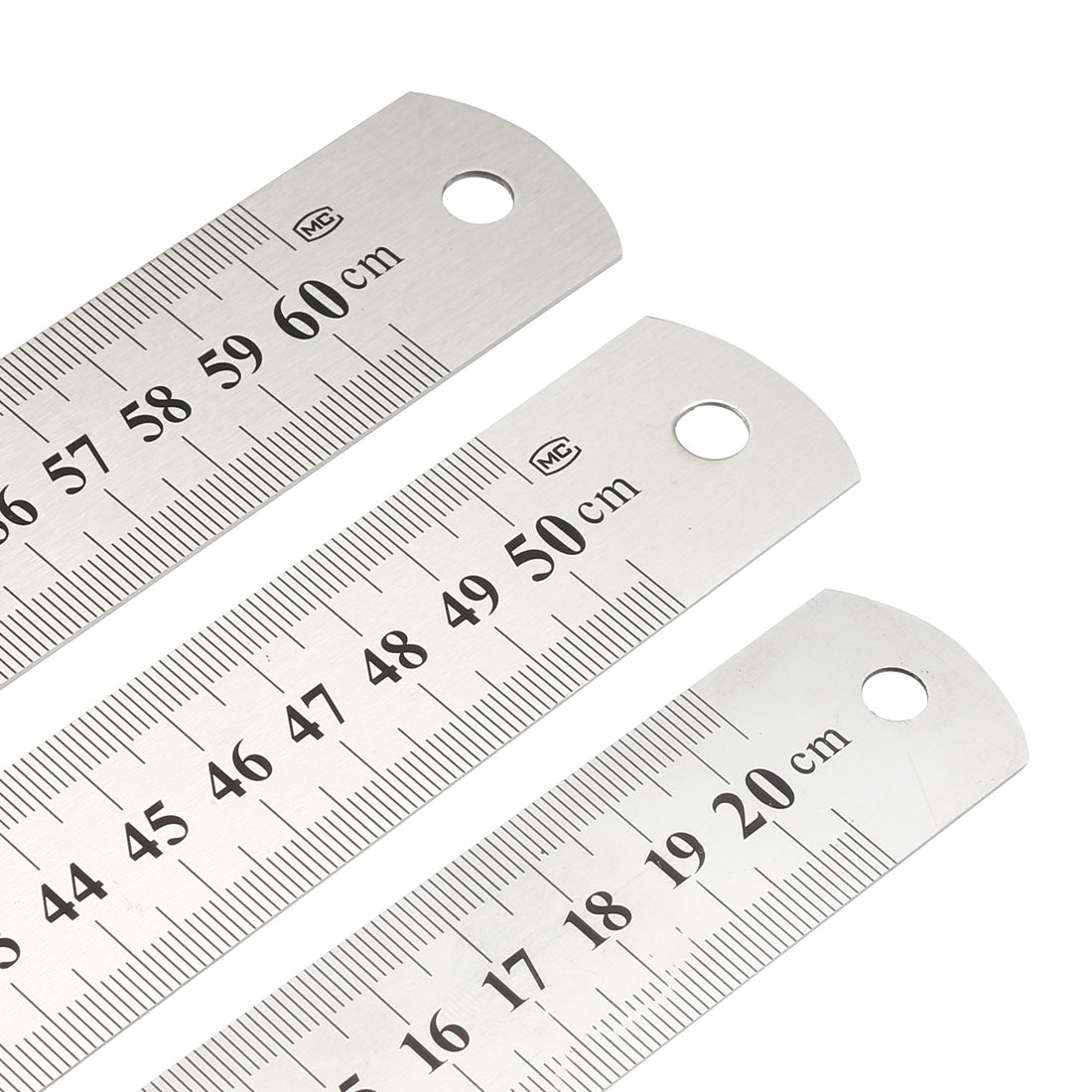 uxcell Uxcell 3 in 1 20cm 50cm 60cm Measuring Range Double Sides   Office Woodworker Metric Scale Straight Ruler Silver Tone