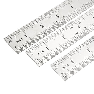 Harfington Uxcell 3 in 1 20cm 50cm 60cm Measuring Range Double Sides   Office Woodworker Metric Scale Straight Ruler Silver Tone