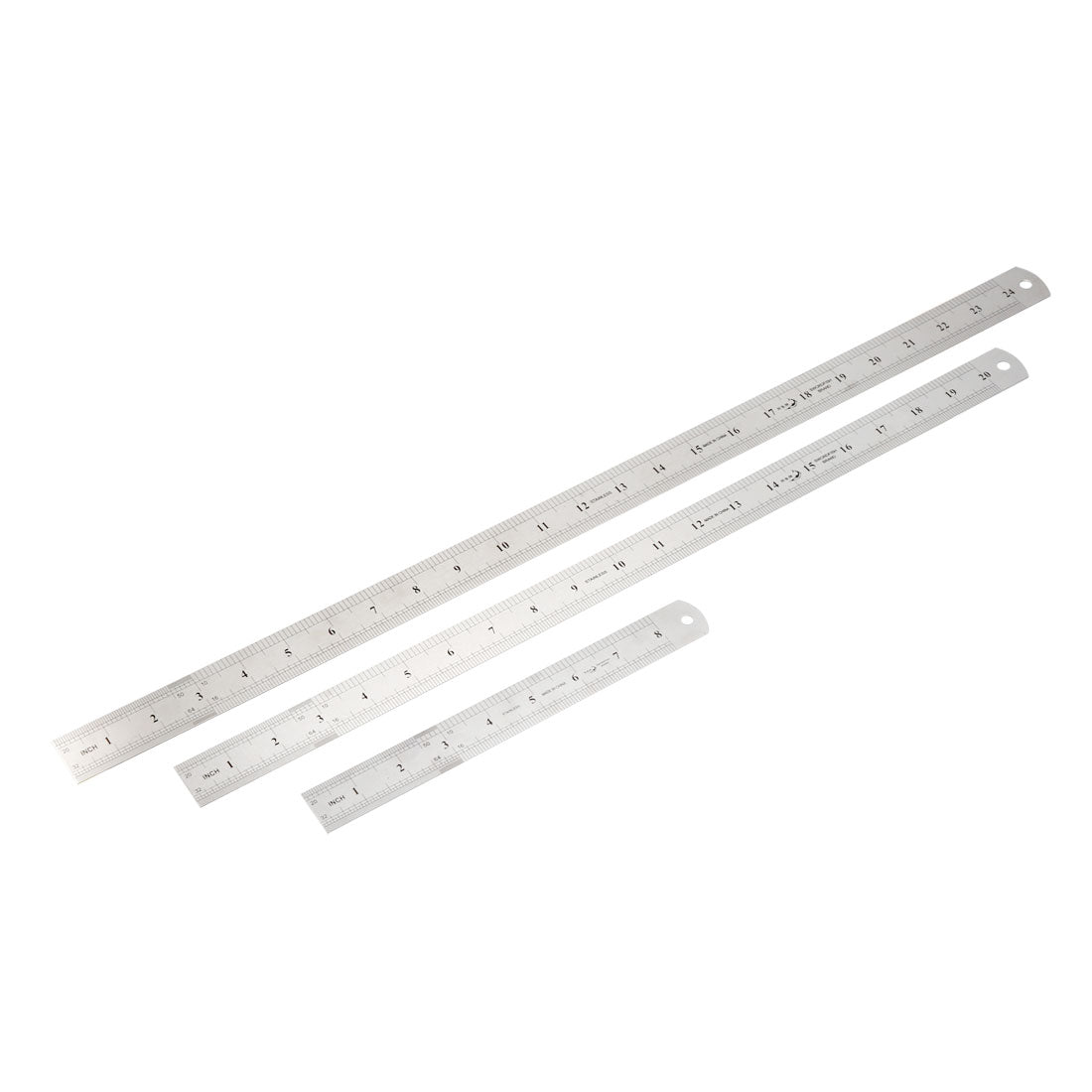 uxcell Uxcell 3 in 1 20cm 50cm 60cm Measuring Range Double Sides   Office Woodworker Metric Scale Straight Ruler Silver Tone