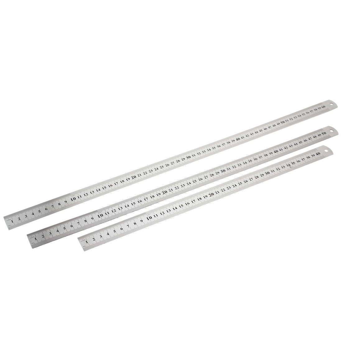 uxcell Uxcell 3 in 1 40cm 50cm 60cm Measuring Range Double Sides   Office Stationery Metric Scale Straight Ruler Silver Tone
