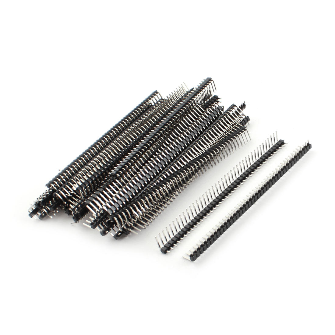 uxcell Uxcell 50 Pcs 2.54mm Pitch 90 Degree 40-Pin Male Single Row Pin Header Strip Connector 100mm Length