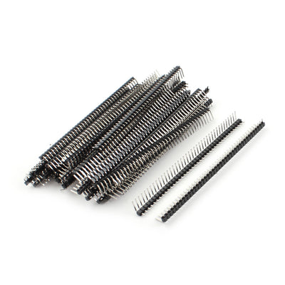 Harfington Uxcell 50 Pcs 2.54mm Pitch 90 Degree 40-Pin Male Single Row Pin Header Strip Connector 100mm Length