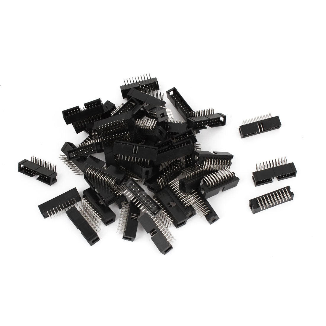 uxcell Uxcell 50 Pcs IDC Box Header DC3-20P 20 Way 2.54mm Right Angle Black