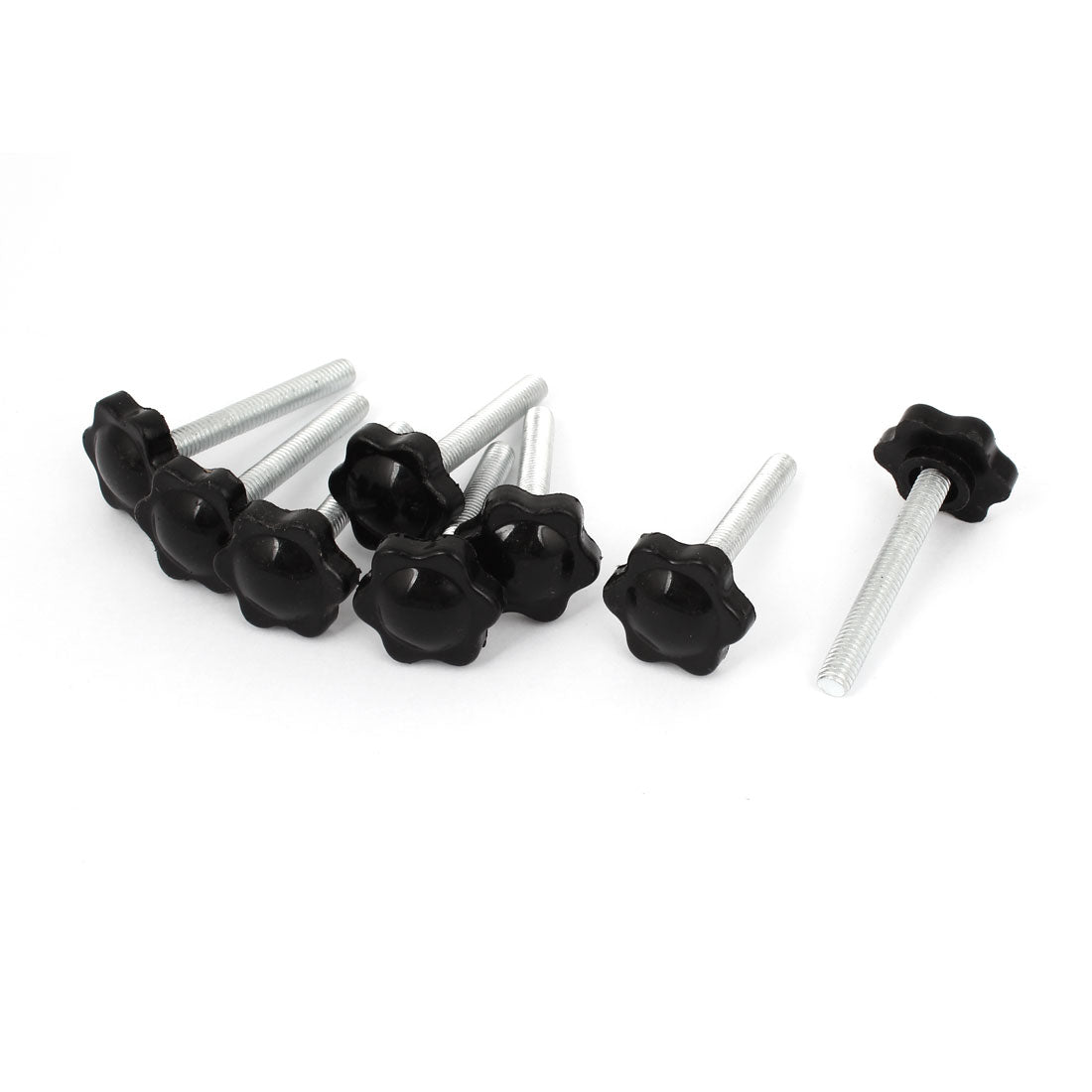 uxcell Uxcell 8 Pcs Black Spare Part M6 x 45mm Male Threaded Knurled Grip Star Knob