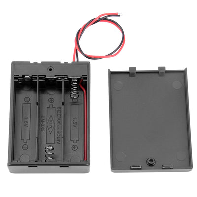 Harfington Uxcell 2 Pcs Wired ON/OFF Switch 3 x AA 4.5V Battery Holder Case w Cover