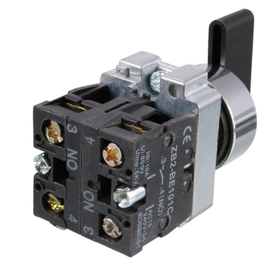 Harfington Uxcell ZB2-BE101 21mm Panel Mount SPDT 2NO 3-Position Rotary Selector Switch AC 600V 10A