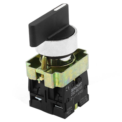 uxcell Uxcell ZB2-BE101 21mm Panel Mount SPDT 2NO 3-Position Rotary Selector Switch AC 600V 10A