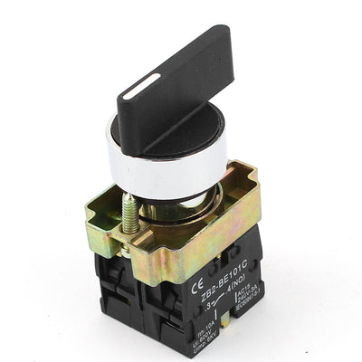 Harfington Uxcell ZB2-BE101C AC 600V 10A 21mm Panel Mount DPST 2NO 3-Position Latching Rotary Selector Switch Black