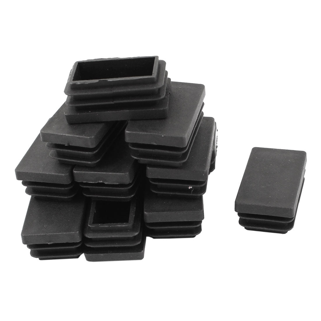 Uxcell 12 Pcs Black Plastic Rectangle Blanking End Caps Tubing Tube ...