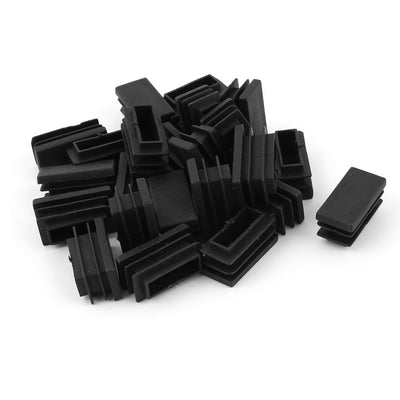 Harfington Uxcell 24 Pcs Black Plastic Rectangle Blanking End Caps Tubing Tube Inserts 15mm x 30mm