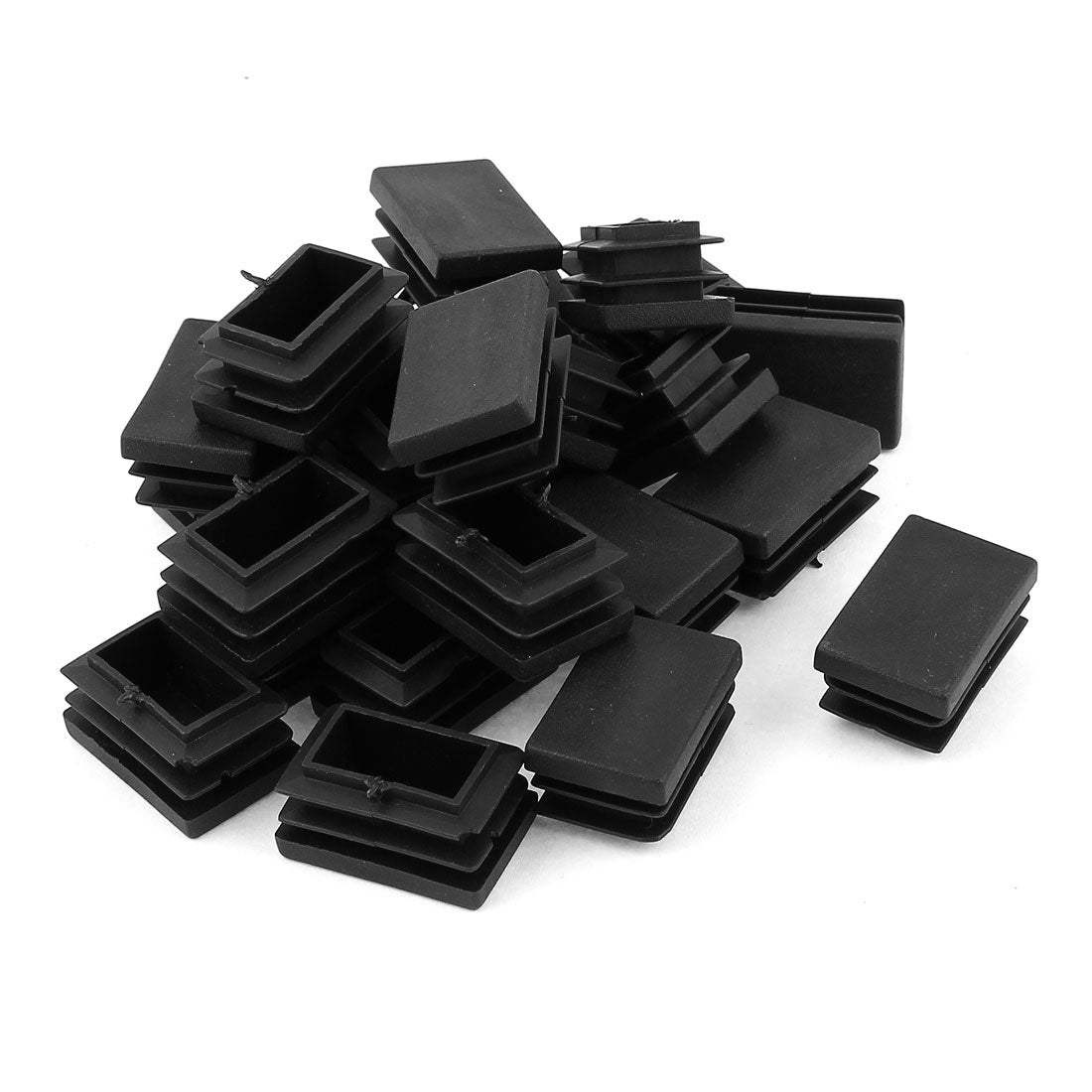 Uxcell 24 Pcs Black Plastic Rectangle Blanking End Caps Tubing Tube ...
