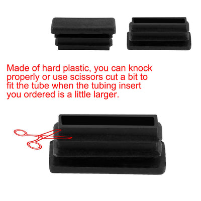 Harfington Uxcell 12 Pieces Black Plastic Rectangle Blanking End Caps Tubing Tube Inserts 10mm x 30mm