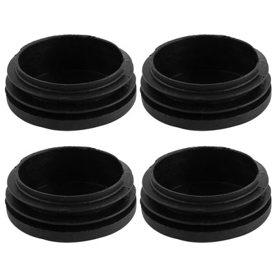 Harfington Uxcell 2" 50mm OD Plastic Round Ribbed Tube Inserts Pipe End Cover Cap Black 4pcs, 1.85"-1.93" Inner Dia, Furniture Chair Table Feet Floor Protector