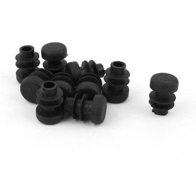 Harfington Uxcell 10 Pcs Black Plastic 12mm Pipe End Blanking Caps Bung Tube Tubing Insert Round