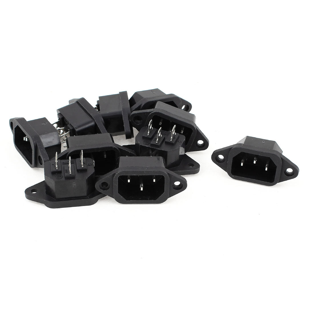 uxcell Uxcell 10 Pcs IEC-320 C14 Male PCB Mount Panel Power Inlet Connector AC 250V 10A Fine Pin