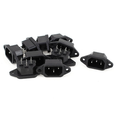 Harfington Uxcell 10 Pcs IEC-320 C14 Male PCB Mount Panel Power Inlet Connector AC 250V 10A Fine Pin