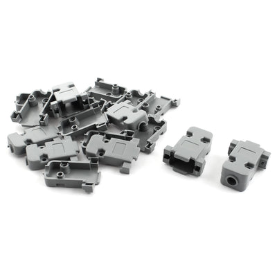Harfington Uxcell Gray Plastic RS232 DB9 Straight Female Connector Hood Cover Cap 10 Pcs