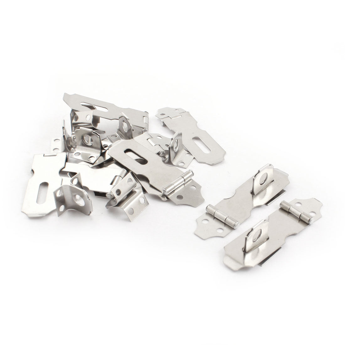 uxcell Uxcell 10 Sets Silver Tone Metal Cabinet Cupboard Gates Padlock Latch Door Hasp Staple