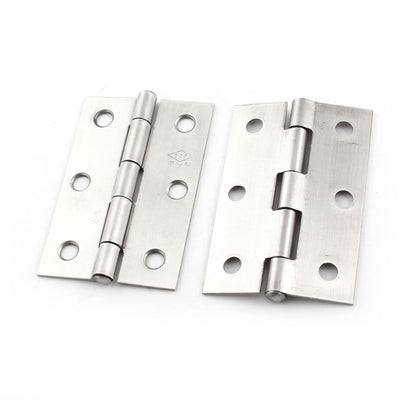 Harfington Uxcell 2 Pcs Screws Mounted Silver Tone Cabinet Door Hinges 2.5" Long