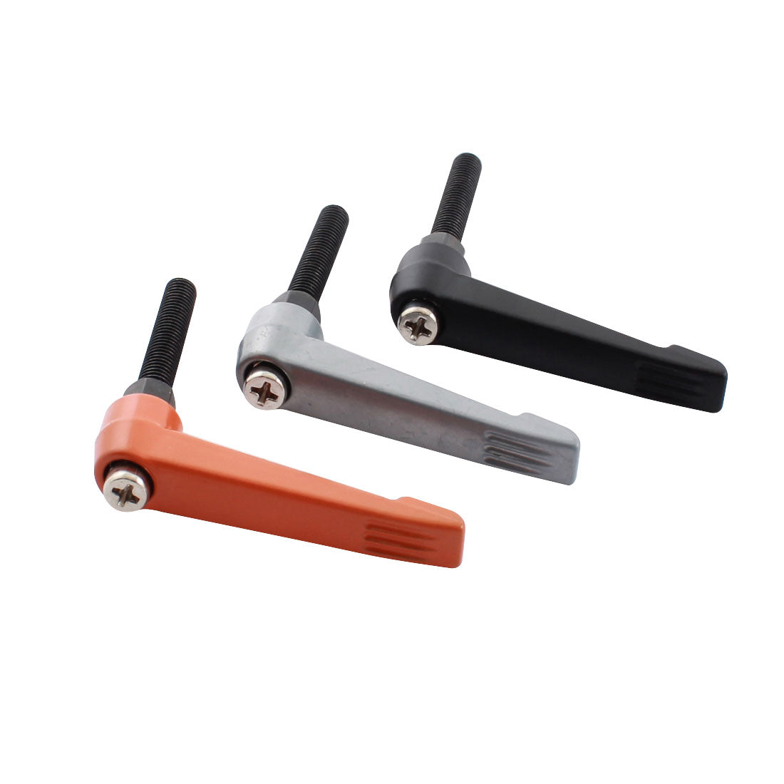 uxcell Uxcell 3PCS M6x35mm Male Thread 60mm Clamping Lever Adjustable Metal Knob Handle Grip Orange Black Silver Tone for Machinery