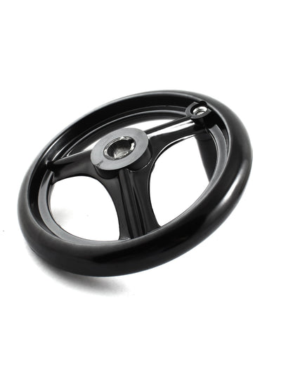 Harfington Uxcell 16mm Center Bore 160mm Diameter Round Black Plastic 3 Spoke Hand Wheel Handwheel w Removable Handle for Milling Machine