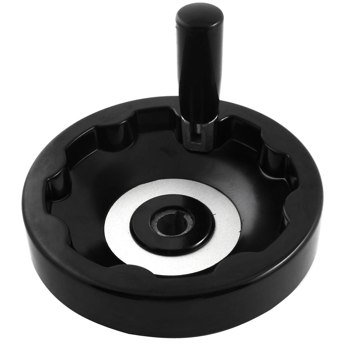 uxcell Uxcell 16mm x150mm Round Black Plastic Handwheel Hand Wheel w Revolving Handle for Industrial Milling Machine