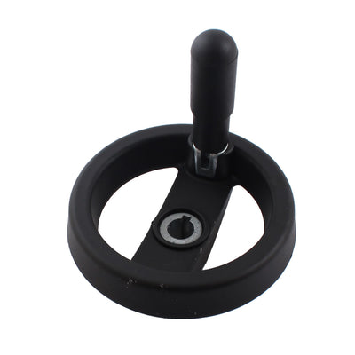 Harfington Uxcell 12mmx100mm Black Plastic 2 Spoke Handwheel Hand Wheel w Revolving Handle for Industrial Milling Machine