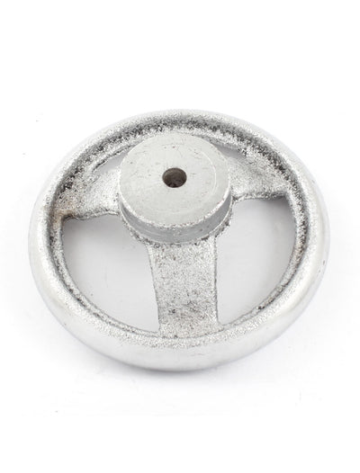 Harfington Uxcell 7mm Mounting Hole Three Spoke 100mm Diameter Round Silver Tone Iron Hand Wheel Handwheel for Milling Machine Lathe