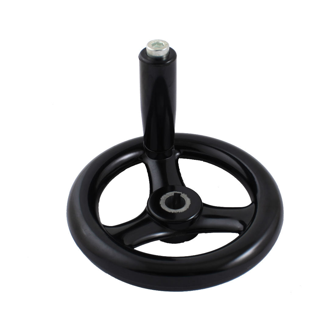 uxcell Uxcell 12mmx125mm Round Black Plastic 3 Spoke Hand Wheel Handwheel w Removable Handle for Lathe Milling Machine