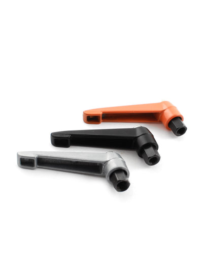 Harfington Uxcell 3Pcs M5 Female Thread 60mm Long Adjustable Metal Knob Handle Lever Silver Tone Black Orange for Machinery