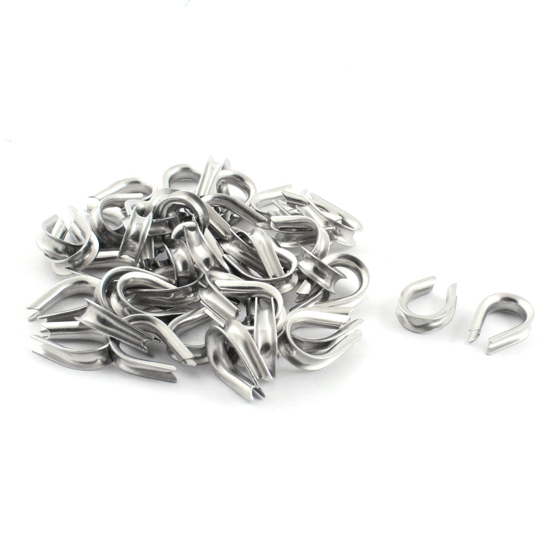 uxcell Uxcell 50PCS Silver Tone Stainless Steel Cable Thimbles for 4mm 1/8 Inch Wire Rope