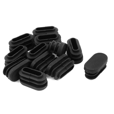 uxcell Uxcell 15mm x 30mm Plastic Oval Shaped End Cup Tube Insert Black 12 Pcs
