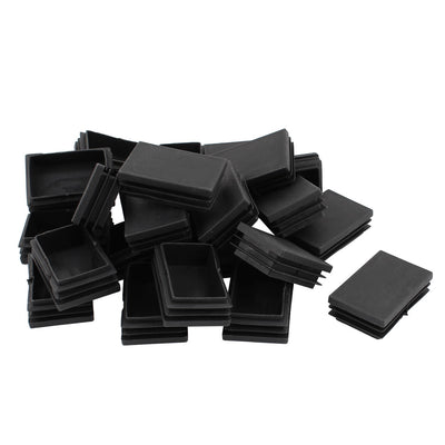 Harfington Uxcell 40mm x 60mm Plastic Rectangle Shaped End Cup Tube Insert Black 24 Pcs