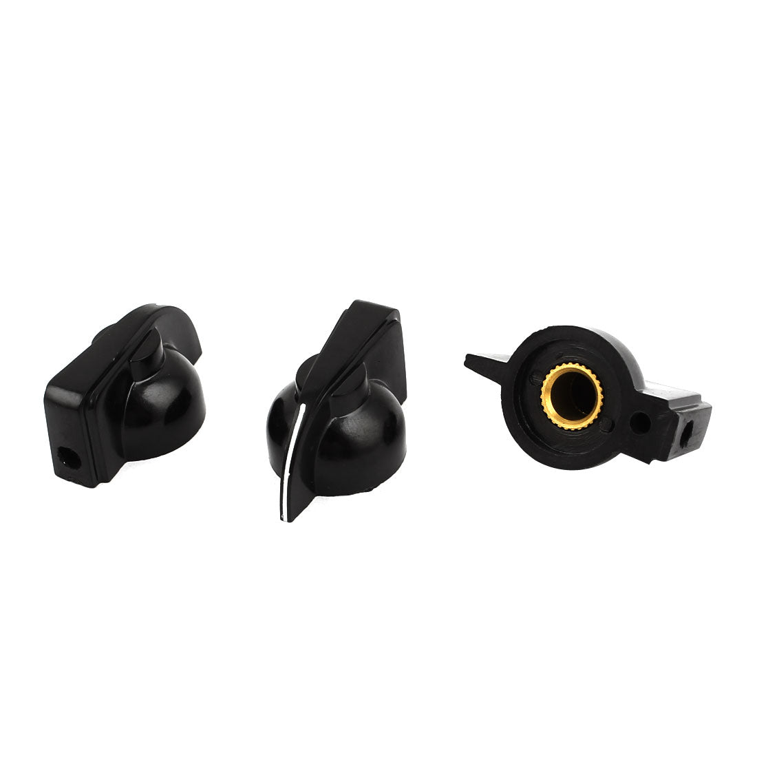 Uxcell 3 Pcs Black Rotatable Switch Knobs Cpas 6mm Dia Shaft Hole ...