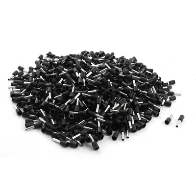 uxcell Uxcell 1000Pcs E2508 14AWG Black Tube Tublar Style Plastic Insulated Cable Wire Ends Terminals