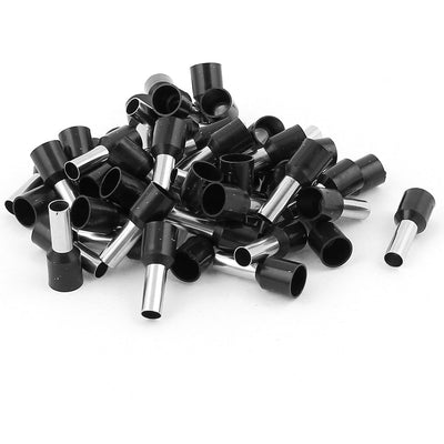 uxcell Uxcell 50 Pcs 10mm2 Crimp Cord Wire End Terminal Insulated Bootlace Ferrule Connector Black