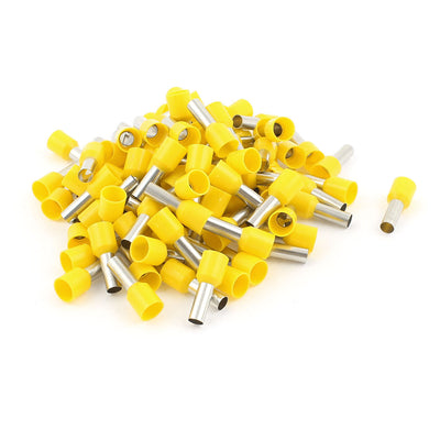 uxcell Uxcell 100 Pcs 10mm2 Crimp Cord Wire End Terminal Insulated Bootlace Ferrule Connector Yellow
