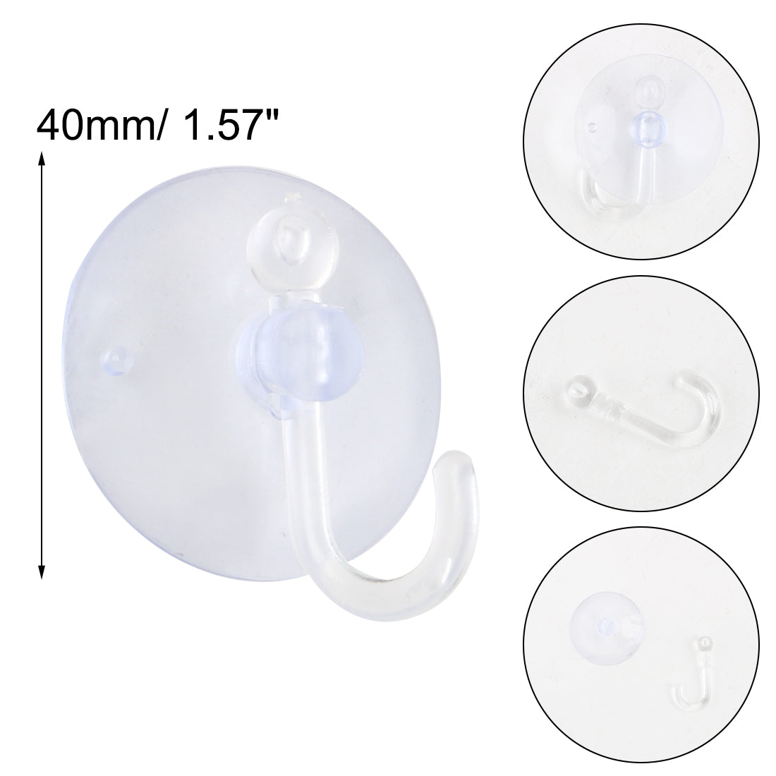 uxcell Uxcell Home Kitchen Bathroom 40mm Dia Suction Cup Hook Wall Hangers Clear 5 Pcs