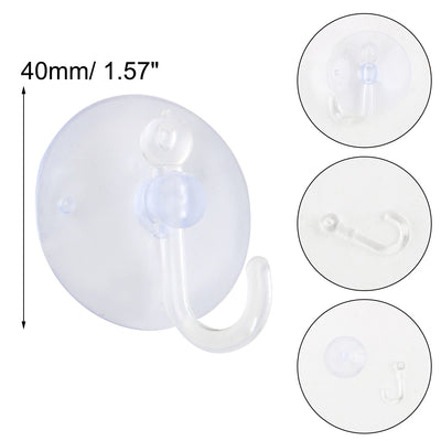 Harfington Uxcell Home Kitchen Bathroom 40mm Dia Suction Cup Hook Wall Hangers Clear 5 Pcs