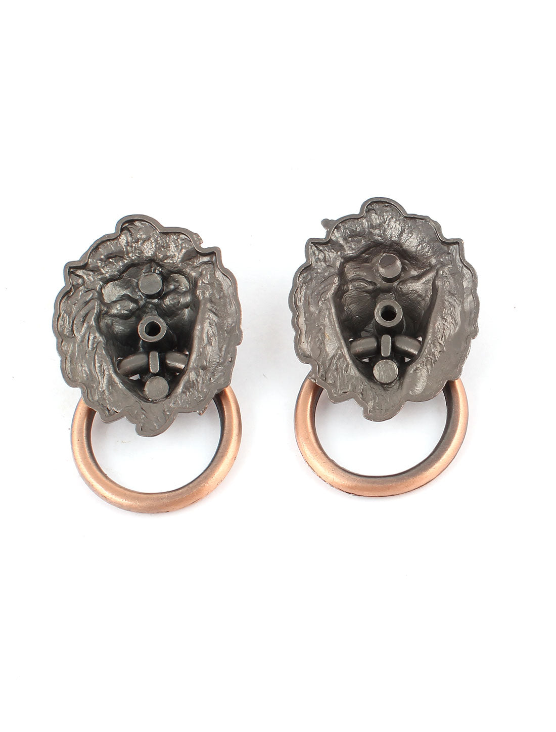 uxcell Uxcell 2pcs Lion Head Shape Dresser Cupboard Door Pull Ring Handle Knob Copper Tone