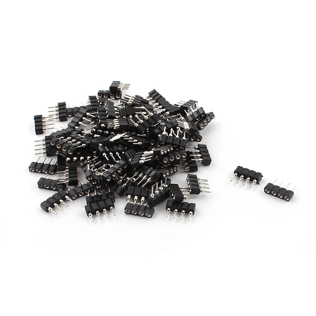 uxcell Uxcell 100Pcs 2.54mm Pitch PCB Female IC Breakable 4Pin Single Row Round Header Socket Strip