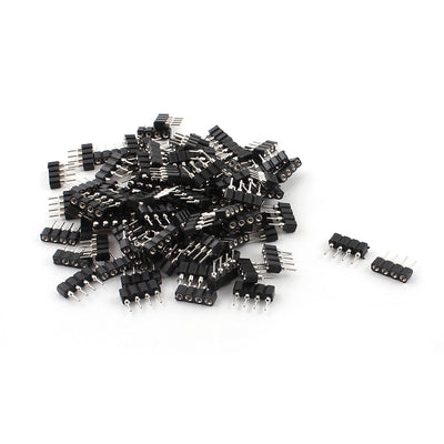 Harfington Uxcell 100Pcs 2.54mm Pitch PCB Female IC Breakable 4Pin Single Row Round Header Socket Strip