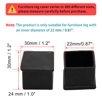 Harfington Uxcell Furniture Chair Table Square Leg Protector Rubber Foot 22mmx22mm 24Pcs