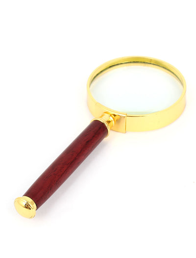 Harfington Uxcell Wooden Handle 50mm Diameter Glass Magnifying 10 Power Handheld Magnifier