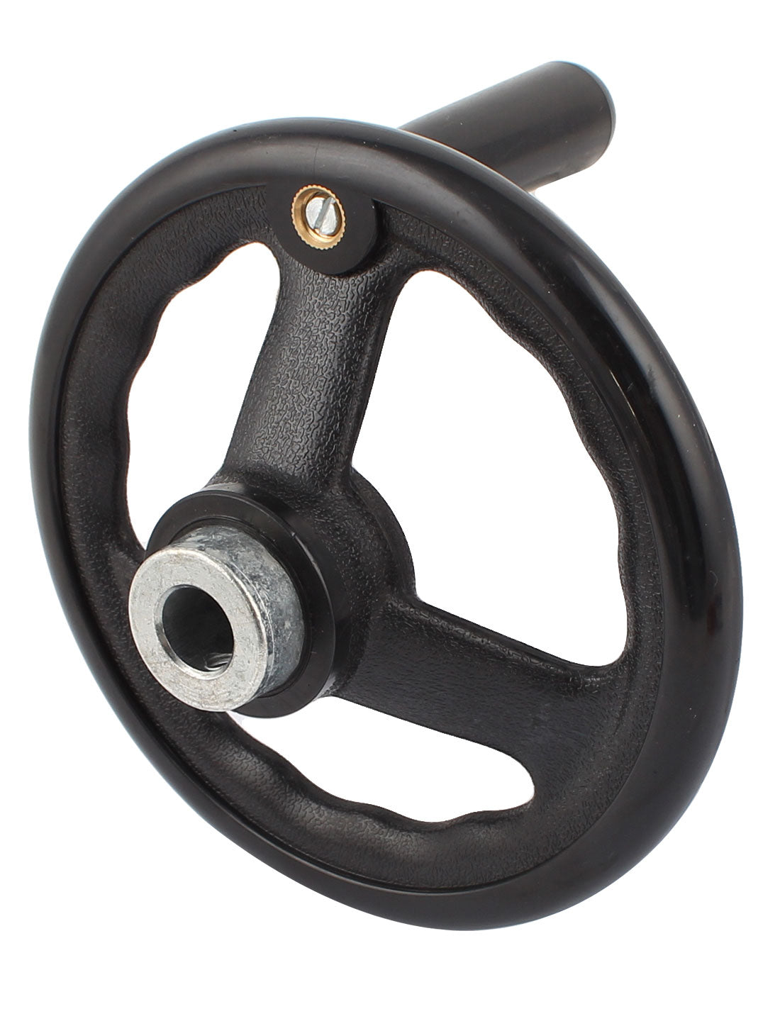 uxcell Uxcell 16mmx160mm 3 Spoke Hand Wheel Black w Revolving Handle for Industrial Lathe
