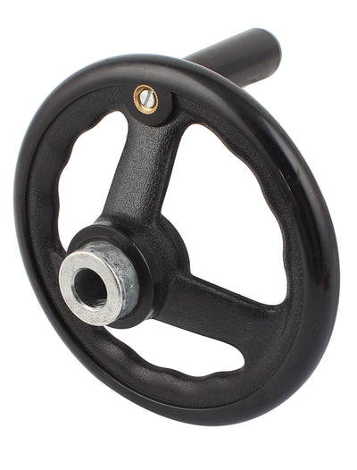 Harfington Uxcell 16mmx160mm 3 Spoke Hand Wheel Black w Revolving Handle for Industrial Lathe