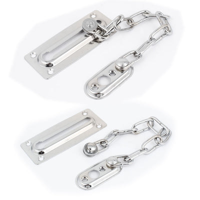 Harfington Uxcell Home Office Silver Tone Metal Security Door Locking Lock Chain Guard 2 Pcs