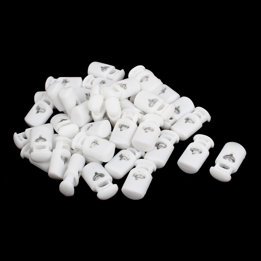uxcell Uxcell 40 Pcs White Plastic Toggle Spring Clasp Stop Single Hole String Cord Locks